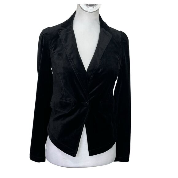 Anthropologie Black Velvet One Button Blazer Women’s XXS - Picture 1 of 8
